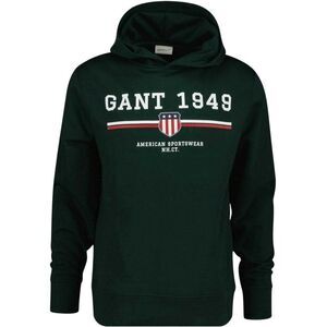 Gant Mens 1949 Graphic Print Drawstring Hoodie / Tartan Green